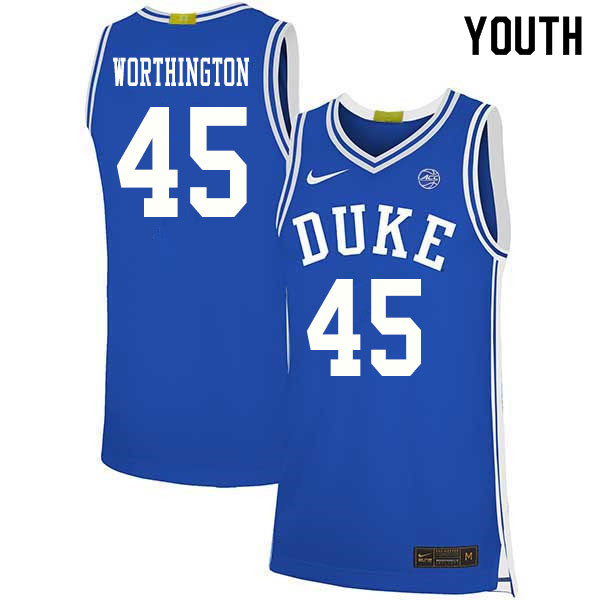 2020 Youth #45 Keenan Worthington Duke Blue Devils College Basketball Jerseys Sale-Blue - Click Image to Close